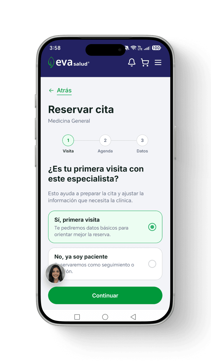 Reservar cita: tipo de visita