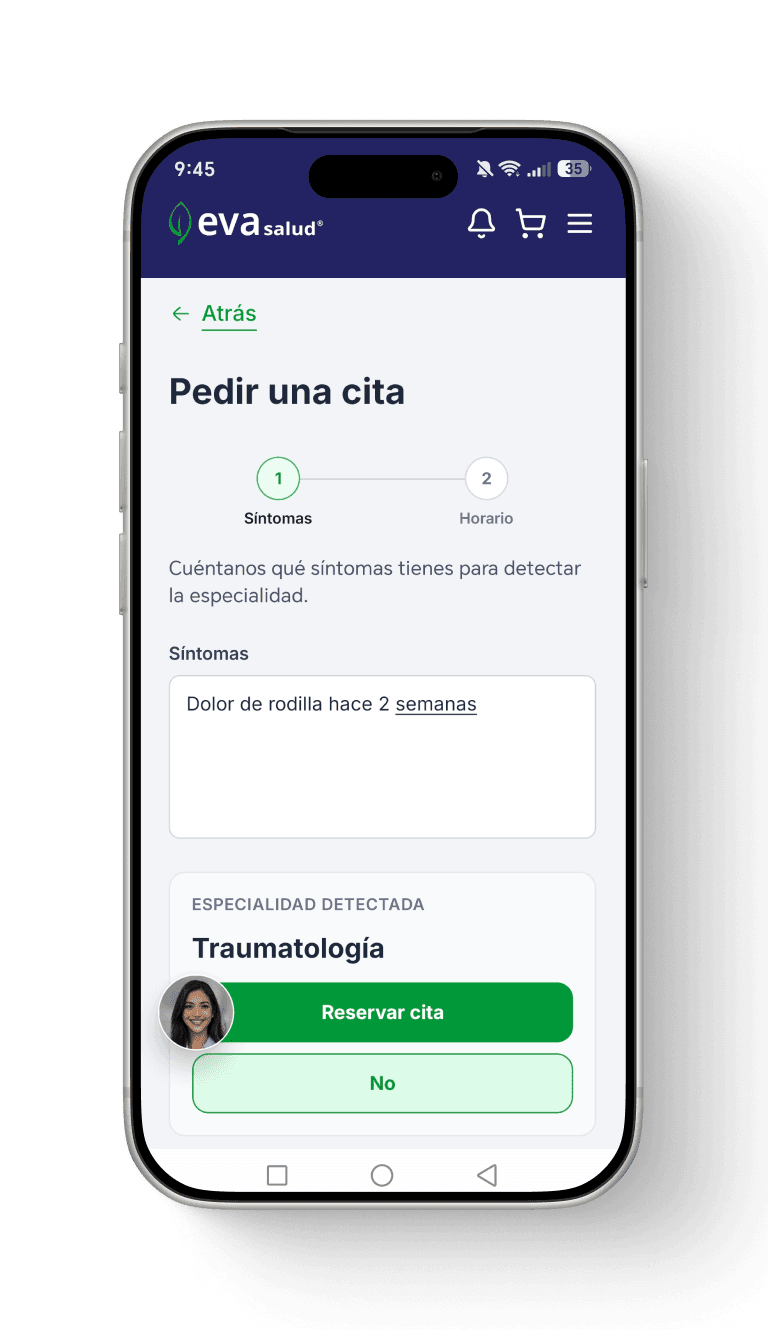 Pedir una cita describiendo tus síntomas