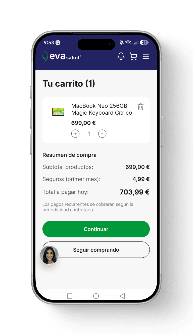 Carrito con el resumen de compra